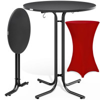 Stehtisch Grau Ø80cm inklusive Stehtischhusse Bordeaux